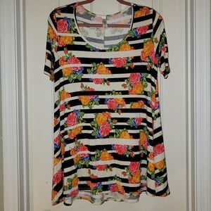 *Sale* LuLaRoe Floral and Stripes Perfect Tee